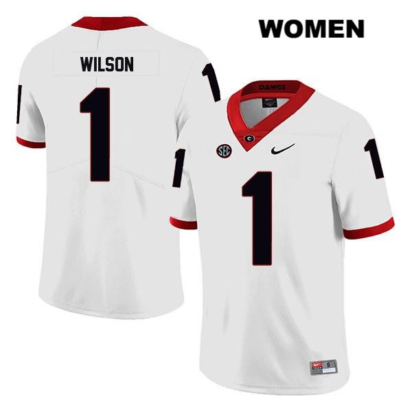Georgia Bulldogs Women's Divaad Wilson #1 NCAA Legend Authentic White Nike Stitched College Football Jersey NIA1656FQ